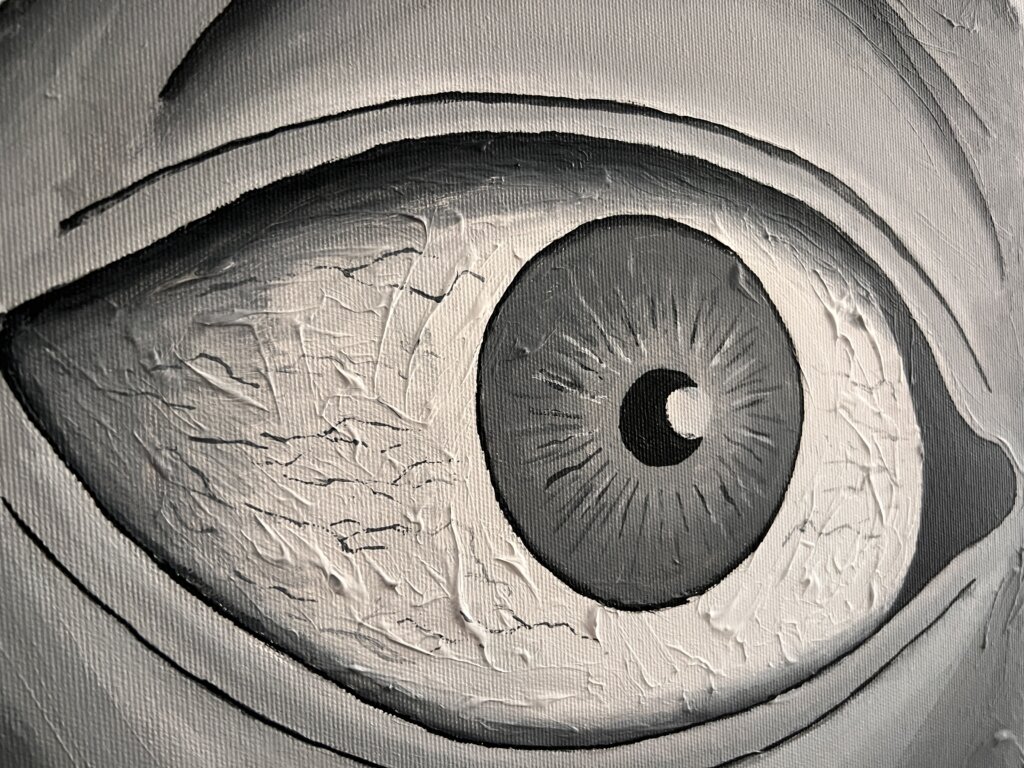 Untitled #80, lähivaade silmast ja selle impasto-tekstuurist